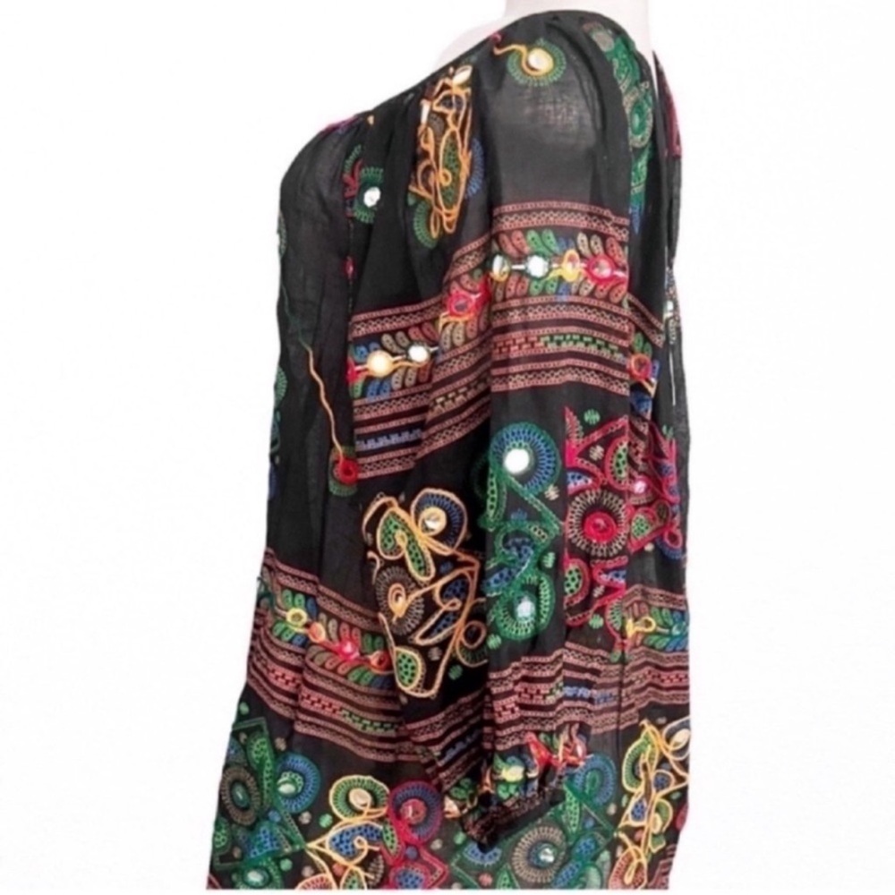 RARE NWT Juliet Dunn London Black Embroidered Mini Kaftan Dress Mirror Beach S - Picture 10 of 14